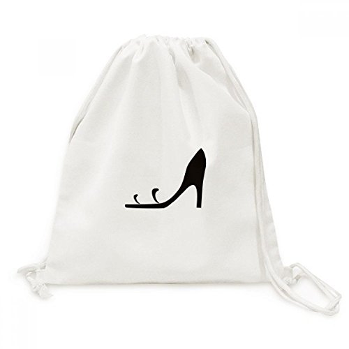 Sac en toile imprimé talons hauts noirs avec cordons de serrage