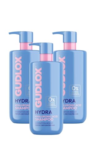 Image of Gudlox Hydra Hyaluronic Acid Shampoo, Hydration Boost For Dry, Dehydrated Hair 3 x 400ml Trio Pack