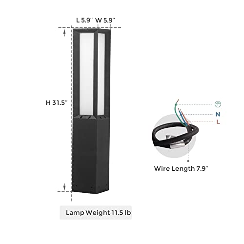 Image of Landscape Path Light, Aluminum 8W 800LM Luxury LED Lighting, 32 Inches Modern Outdoor Bollard Lighting for Lawn, Patio, Courtyard and Driveway Decoration