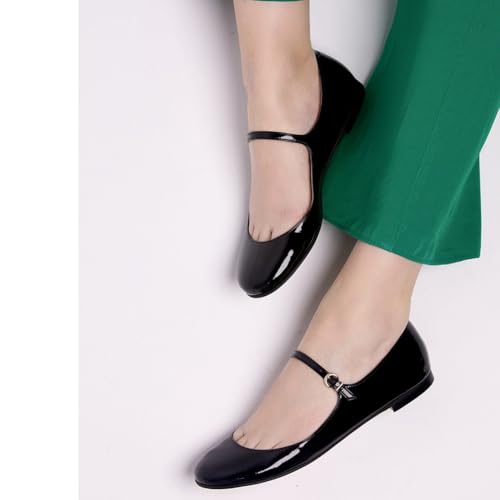 Women's Mary Jane Flats Shoes Classic Comfortable Slip-On Ballerina Walking Low Heels Closed Casual Round Toe Dress Shoes for Office Weddings Travel2