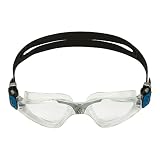 Aqua Sphere Kayenne Occhialini da nuoto per adulti, visione senza distorsioni a 180 gradi, ideali per piscina attiva o nuotatori in acque libere, lenti trasparenti, montatura argento/petrolio, taglia