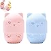 2 Pezzi Spugne per Trucco in Silicone Custodia,Supporto per Spugna per Trucco,Custodia da Viaggio in Silicone,Simpatico Gatto,Lavabile e Riutilizzabile,per Fondotinta,Spugna,Cosmetico(Rosa+Blu)