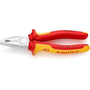 Knipex Combination Pliers chrome-plated, insulated with multi-component grips, VDE-tested 180 mm 03 06 180