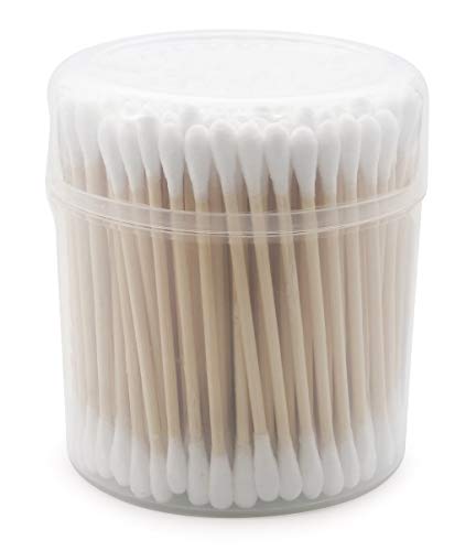 [20 PACK] Wooden Cotton Swabs (600 Count) - Biodegradable Cotton Buds, Dual Cotton Tipped Eco Friendly, Made with 100% Wood Great for Makeup, Ears, Cleaning