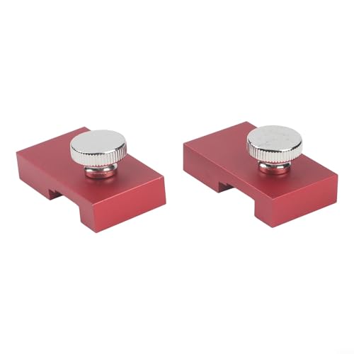 Lot de 2 adaptateurs de rail de défonceuse en aluminium avec bloc d'arrêt pour gabarit de coupe droite, pour le travail du bois, support de limite de rail de guidage pour coupe et rainurage, rouge