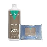 VALQUER Pack Decolorante de Pelo Profesional Permanente | Polvos Deco Blue 500 g y Agua Oxigenada 30 Vol 9% 1 L | Alta Aclaración del Pelo hasta 6 Tonos con Proteínas de Trigo | Vegano