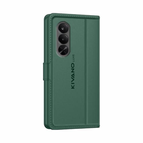Image of KIVANO LUXE Compatible for OnePlus Nord CE 6 Lite 5G / Realme P4X 5G Artisanal Leather Wallet Case with Card Holder for Men Women, Magnetic Flip Folio Cover with Stand RFID Blocking Cell