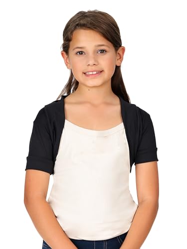 24seven Comfort Apparel Girls Open Front Short Sleeve Cropped Bolero Shrug Perfect for Layering Machine Washable