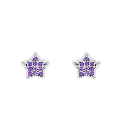 Pendientes plata 925 niña estrella circonitas sintéticas botón Amor 4