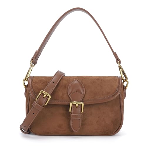 Angelkiss Small Crossbody Purses and Handbag for Women Suede Flap Phone Shoulder Bag with Long Adjustable Strap