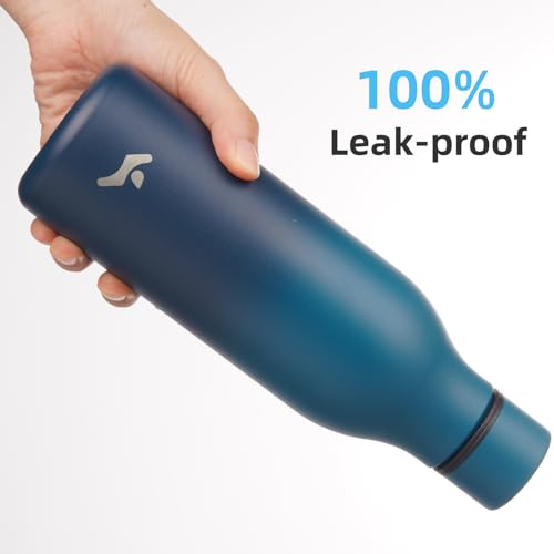 Image of Konokyo 18 oz Insulated Stainless Steel Metal Water Bottle with Strap | BPA-free, leak-proof, dishwasher-safe reusable bottle with strap for gym, school, hiking, outdoor travel & hydration