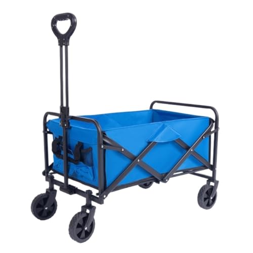 Carro Al Aire Libre Puesto De Caravana Al Aire Libre, Carrito, Autocaravana, Picnic, Salida Plegable Portátil, Remolque De Camping Tirado A Mano Carro Utilitario(Blue)