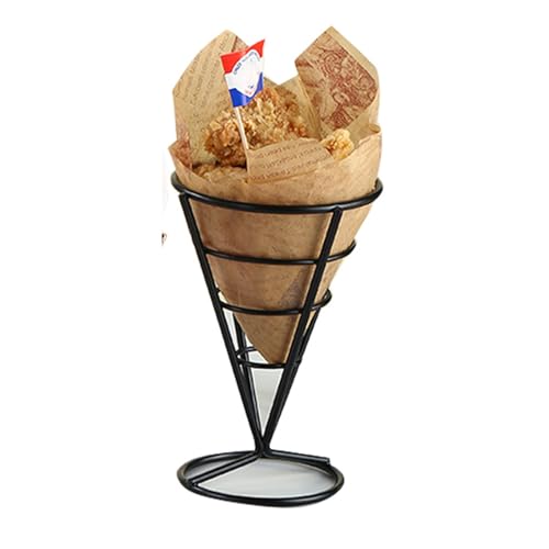 MLWSKERTY Metal Cone Basket Fry Holder French Fries Stand Fried Display Rack Multiple Use Wire Stands for Restaurant Party