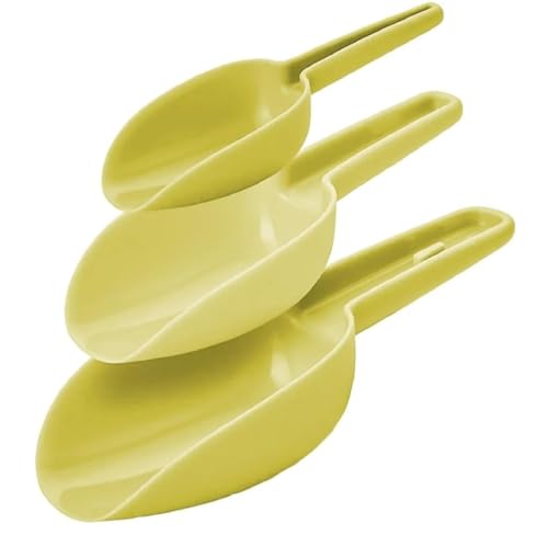 Image of 3 Pcs Nesting Multi-Purpose Plastic Shovel Scoop Set Measuring Scoops Kirana Shop, Grocery, Grains, Sugar, Atta, Rice, Masala, Atta, Rice, Masala, Powder etc (Multi Colour)