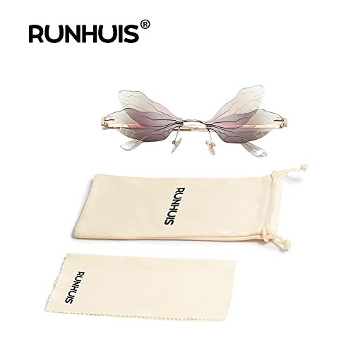 Image of Dragonfly Rimless Sunglasses Wing Shaped Butterfly Fairy Shades Glasses Fashion Party Sunglasses for Women Men