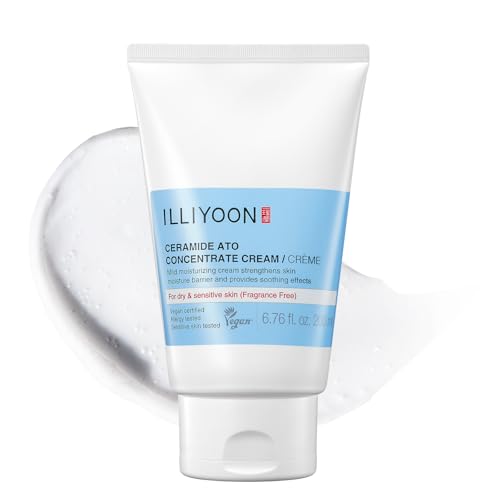 Illiyoon Ceramide Ato Concentrate Cream | Moisturizer for Dry & Sensitive Skin, 100hr Lasting Hydration, For Face & Body, Gentle for Infants, Moisture Barrier Repair, Vegan Certified, 6.76 fl.oz.