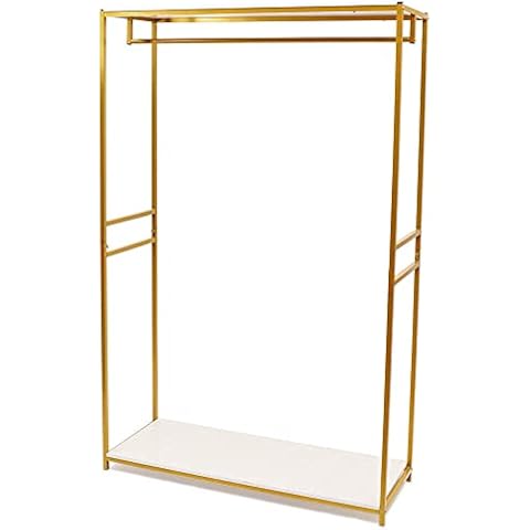 DRTONK Heavy duty rolling clothing rack, metal gold clothing rack bridal wedding dress rack floor-standing clothes rack adjustable wire shelf clothes hanger, freestanding wardrobe storage rack Cover