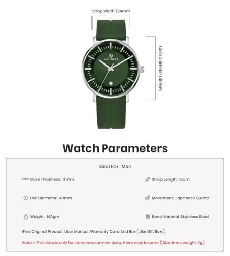 Image of Analog Watch for Men with Silicone Band | Magnetic Lock Strap | Japanese Quartz Movement | Water Resistant | Formal & Casual Wristwatch Gift
