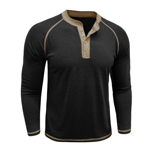 Mens Henley Shirts Long Sleeve Casual Classic Button T-Shirt Lightweight Stylish Pullover Tees Top3