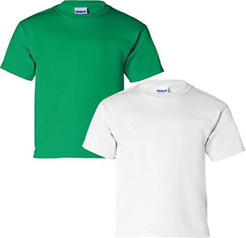 T-shirts en coton pour enfant Gildan vert et blanc XL pour le quotidien