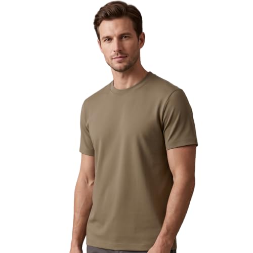 Image of NOBERO 100% Cotton T Shirts for Men Stylish | Regular Fit | Solid T Shirts for Men 180 GSM Combed Cotton | Round Neck Half Sleeve