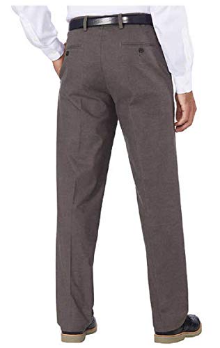 Kirkland Signature Men’s Non-Iron Comfort Pant with Expander Waist (Brown Fancy, 34x32)2