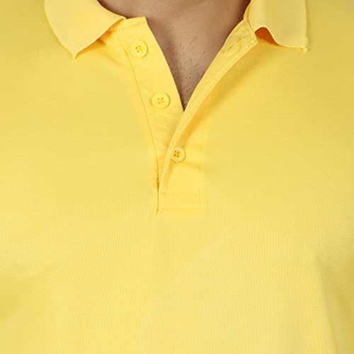 Image of Regular Fit Solid Men Polo Neck Collar T-Shirt Pack of 1 Yellow