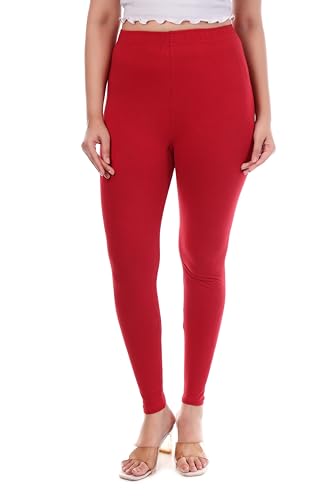 Image of TPF Women Solid Cotton Lycra Stretchable Leggings | Comfortable Ankle-Length Slim Fit Leggings for Women & Girls | Soft, Breathable Wear Bottoms