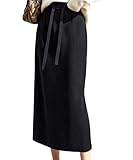 [Amulet] リブニットスカート レディース 10代 20代 30代 韓国ファッション 可愛い カジュアル 大人 上品 春 夏 秋 冬 Iライン 黒 白 シンプルvl-6457-bk-f