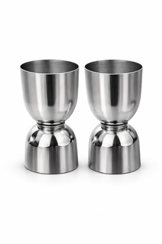 Garden Of Arts Stainless Steel Set of 2 Damru shape peg shot glasses Measure 30 ml and 60 ml fancy antique glass can be used both side for welcome drinking and tasting