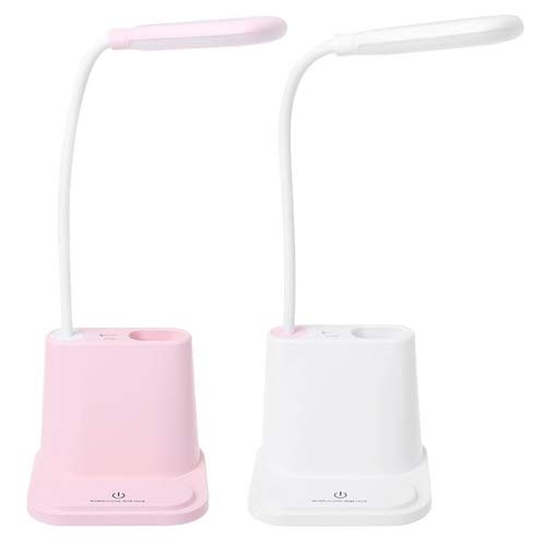 Luminária LED Carregador Celular USB Com Porta Lápis (rosa)