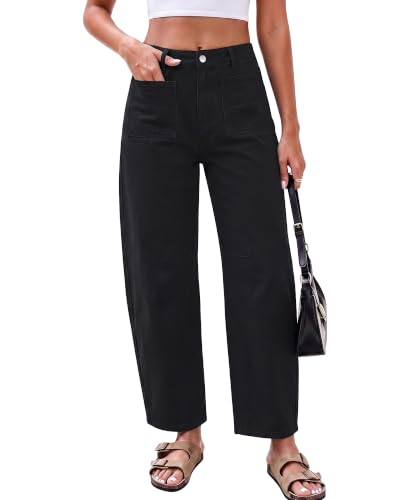 GRAPENT Size 14 Jeans for Women Jeans for Women High Waisted Barrel Jean Pants True Black Large US...