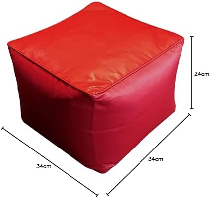 Diana Cowpe RED FOOTSTOOL FAUX LEATHER CUBE Wipe Clean Cover Pre-Filled (Includes Filling) 34x34x24cm Kids Childrens Seating Bean Bag
