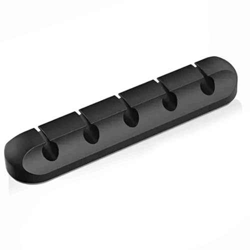 Image of oddpod Pack of 3 - Silicone Cable Clips Wire Tidy Management Organizer /Self Adhesive Desk Cable Cord Holder for Charging Cable, Power Cord, USB, Cables in Home, Office & Car - 5 Slots (Black)