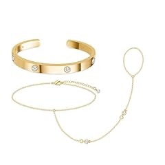 Gold-cz hand chain&cz cuff