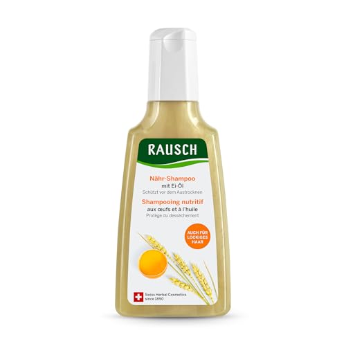 RAUSCH Nähr-Shampoo mit Ei-Öl 200 ml nährende Reinigung für trockenes Haar ohne Silikone hergestellt in der Schweiz mit frischem Schweizer Bio-Hühnereigelb & Weizenkeim-Extrakt