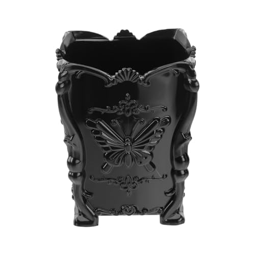 minkissy Makeup Brush Holder Organizer Gothic Makeup Brush Holder Acrylic Brush Holder Cosmetic Brush Holder for Women Girls(Black)