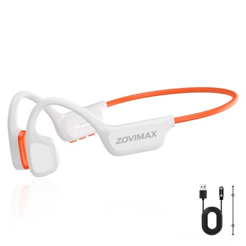 ZOVIMAX Casque Militaire Conduction Osseuse, Bluetooth 6.0, IP68 Étanche Natation Sport-Écouteurs, Mémoire MP3 32Go Intégrée, Autonomie 12h, Anti-Vent Open Ear Sport Écouteur, Natation/Course/Cyclisme