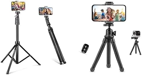 67 phone tripod stand bundle with flexible phone tripod stand cellphone tripod with wireless remote and phone holder compatible with all phonescame