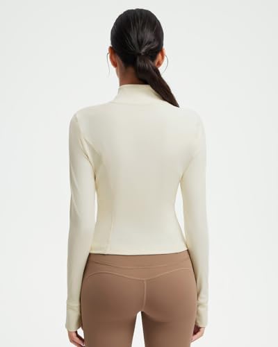 Image of SUUKSESS Women Golden Full Zip Up Workout Cropped Jackets Lightweight Athletic Yoga Tops