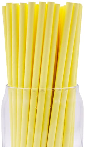 Pitillos biodegradables de papel, 300 unidades, amarillo pastel