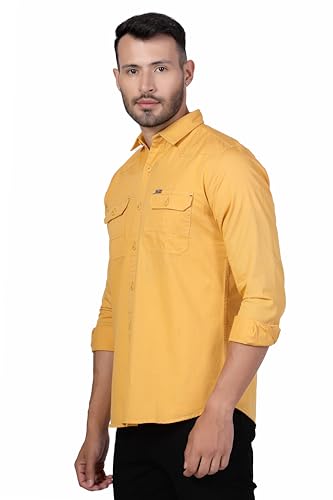 Image of Men's Cotton Twill Utility Shirt | Full Sleeve Button-Down Casual Shirt | Dual Chest Pockets | Comfortable Regular Fit | Everyday Wear