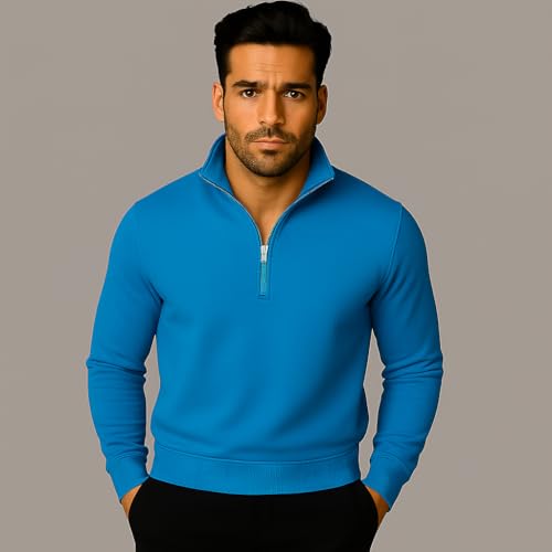 Image of Mack Jonney Men's Fleece Half-Zip High Neck Sweatshirt | Warm & Stylish Winter Wear -M4380