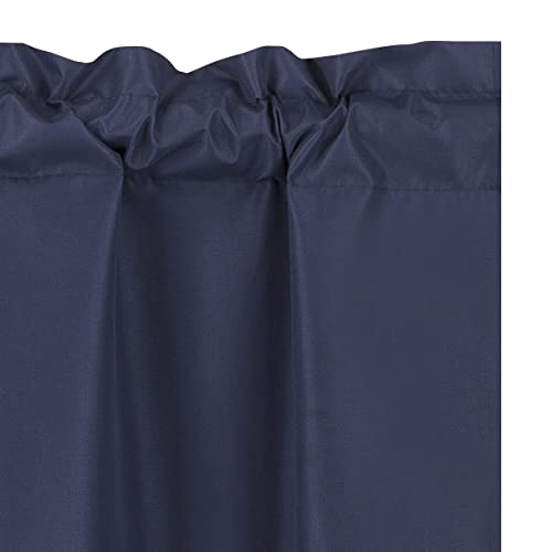 Easy Home 3Pc Blackout Window Curtain Set 2 Tier +1 Valance For Kitchen, Living Room,Thermal Insulated,Room Darkening, Rod Pocket Top Panel Drape (Navy Blue) #TOP3