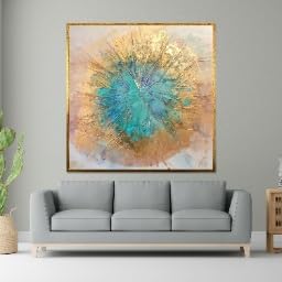 Peinture abstraite turquoise pour mur vide décoration murale salon sans cadre