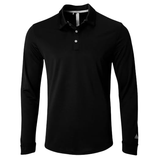 adidas Golf Men's Standard UPF Long Sleeve Polo Shirt, Black, X-Large