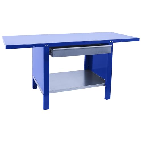 SimonRack Banco de Trabajo Taller, Capacidad Carga 700 kg, 830x1500x730 mm, Mesa de Trabajo, 1 Cajón, Azul - BT6 PRO