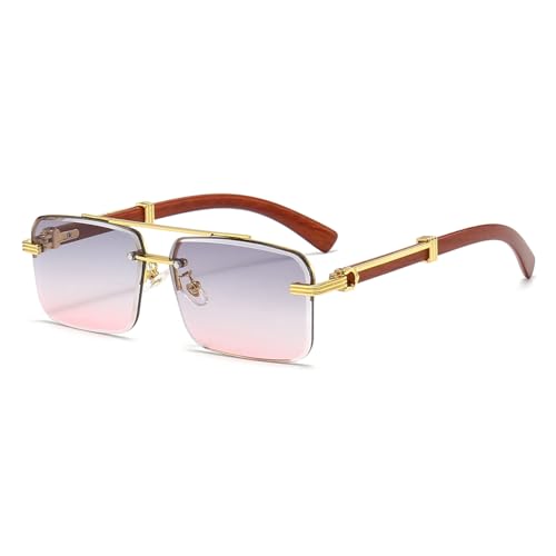 Image of Gleyemor Mens Sunglasses Fashion Rimless Rectangle Sunglasses Square Frameless Sunglasses for Men