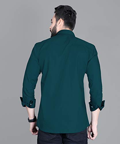 Image of Fifth Anfold Men's Pure Cotton Solid Color Mandarin Collar Full Sleeve Casual Wear Shirt, Office Wear for Men