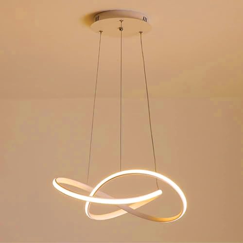 Image of SINOMAN LED Ring Twisted Chandelier Hanging Light Golden Finish Modern Decorative Pendant Ceiling Lighting Fixture Energy Saving Acrylic Ring Design Warm White for Living Room, Bedroom and Home Decor